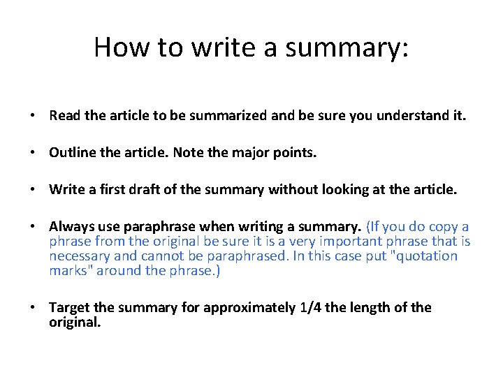 how to write a brief summary of an article